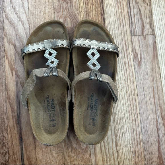 NAOT Aspen Silver Pewter Rhinestone Wedge Slide On Sandals Women’s Size 38 - Picture 7 of 11